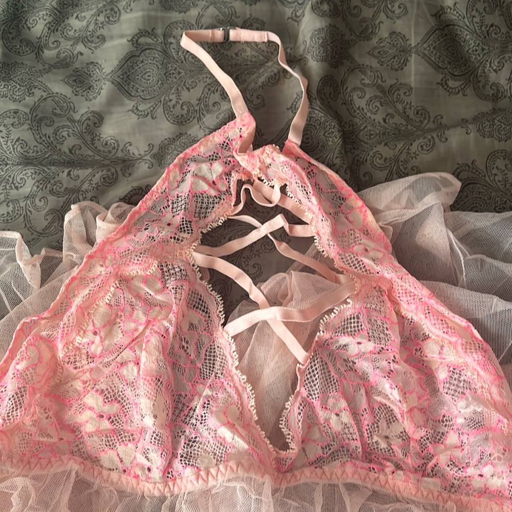 Pink lace lingerie Victoria secret size medium